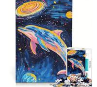 Rompecabezas de 1000 Piezas para Adolescentes: Delfín Entre Las Estrellas, Juguete antiestrés, Montaje de Patrones, cumpleaños y Navidad 50x75cm