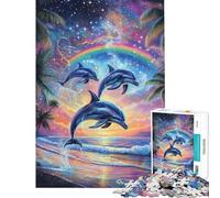 Rompecabezas de 1000 Piezas para Adolescentes Delfines Saltando al Atardecer Juego Educativo Juguetes educativos Juegos educativos Regalos de Amigo Invisible Actividades Familiares (Tamaño 75x50cm)