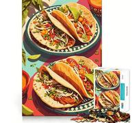 Rompecabezas de 1000 Piezas para Adolescentes deliciosos Tacos con Coloridos Ingredientes Arte de Corte preciso Juguete Inteligente para ejercitar Tiempo de Juego Actividad de cumpleaños