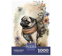 Rompecabezas De 1000 Piezas para Adolescentes Delightful Pug Dog Rompecabezas para Adolescentes Juguetes Antiestrés Regalos para Mujeres Regalos para Reducir El Estrés 70x50cm/1000pcs