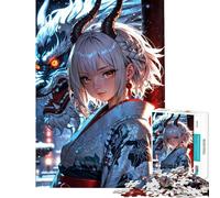 Rompecabezas de 1000 Piezas para Adolescentes Demon Elegance︰ Oni Maiden in Winter Night Rompecabezas para Adultos Juego práctico Difícil Difícil Regalos para Reducir el estrés (Tamaño 38x26cm)