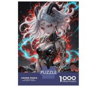 Rompecabezas De 1000 Piezas para Adolescentes Demon Girl with Horns and Tattoos Rompecabezas para Adultos Juguete Decoración De Pared Decoración De Pared Juego Desafiante Regalos 52x38cm/1000pcs