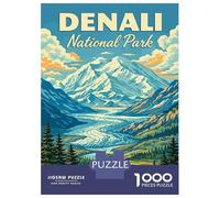 Rompecabezas De 1000 Piezas para Adolescentes Denali National Park Alaska Vintage Travel Poster - Alaska National Park Retro Landscape Rompecabezas para Adultos Juguete Decoración De Pared Decoración
