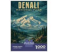 Rompecabezas De 1000 Piezas para Adolescentes Denali National Park Vintage Rompecabezas para Adolescentes Juego Familiar Mejora La Memoria Cumpleaños Y Navidad 52x38cm/1000pcs