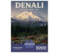 Rompecabezas De 1000 Piezas para Adolescentes Denali National Park Vintage Travel Rompecabezas para Adultos Juegos De Relajación Análisis Y Lógica Cumpleaños 52x38cm/1000pcs