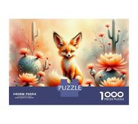 Rompecabezas De 1000 Piezas para Adolescentes Desert Fox with Cactus Flowers Rompecabezas para Adultos Juguetes Antiestrés Mejora La Memoria Gran Regalo para Jugar 70x50cm/1000pcs