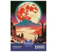 Rompecabezas De 1000 Piezas para Adolescentes Desert Landscape with Red Moon Rompecabezas Juegos Relajantes Decoración De Pared Regalos para Amigos Y Familiares 52x38cm/1000pcs