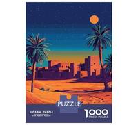 Rompecabezas De 1000 Piezas para Adolescentes Desert Oasis Night Scene Illustration Rompecabezas para Adultos Juguetes De Bricolaje Montaje De Patrones Ayuda A Ejercitar El Cerebro 38x26cm/1000pcs