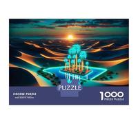 Rompecabezas De 1000 Piezas para Adolescentes Desert Oasis with Neon Lights Rompecabezas para Adultos Juegos Familiares Decoración De Pared Regalos Y Cumpleaños Únicos 38x26cm/1000pcs