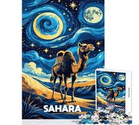 Rompecabezas de 1000 piezas para adolescentes Desierto del Sahara Camello Noche Arte Juegos relajantes para la familia Juguetes de decoración para el hogar Para mejorar el amor entre parejas (38x52cm)