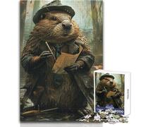 Rompecabezas de 1000 Piezas para Adolescentes, Detective de castores, Vida Silvestre, Tardes relajantes, Ajuste, Corte de precisión, Juguete para Jugar, tamaño 38x52cm