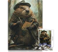 Rompecabezas de 1000 Piezas para Adolescentes, Detective de castores, Vida Silvestre, Tardes relajantes, Ajuste, Corte de precisión, Juguete para Jugar, tamaño 50x75cm