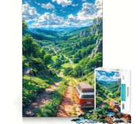 Rompecabezas de 1000 Piezas para Adolescentes Día de Campamento en un Valle de montaña,Juego de Ajuste preciso,concentración,diversión,Ocio,Tiempo Libre,Arte de Pared navideño (38x26cm)