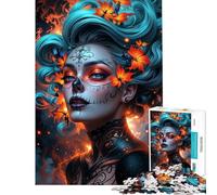 Rompecabezas de 1000 Piezas para Adolescentes Día de Muertos Mujer Rompecabezas para Adultos Juego de ingenio Divertido humorístico difícil y desafiante (Tamaño 38x26cm)