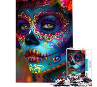 Rompecabezas de 1000 Piezas para Adolescentes Día de Muertos Rompecabezas de Retratos para Adultos Juegos relajantes Decoración (Tamaño 38x52cm)
