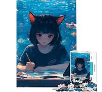 Rompecabezas de 1000 Piezas para Adolescentes Dibujo de Chica Anime bajo el Agua Actividades Divertidas para Aprender en casa Juego Educativo Familiar para Mayores de 14 años 50x75cm