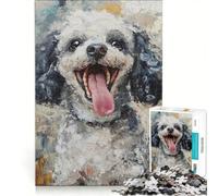 Rompecabezas de 1000 Piezas para Adolescentes Dibujo de un caniche Feliz, Juguete Educativo, Actividades Divertidas en casa, Regalo de Juego desafiante 50x75cm
