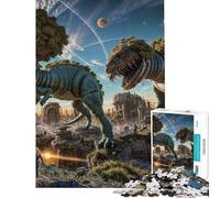 Rompecabezas de 1000 Piezas para Adolescentes Dinosaurios Extraterrestres Rompecabezas para Adultos Juguete decoración de Pared Mejora la Memoria cumpleaños (tamaño 38x26cm)