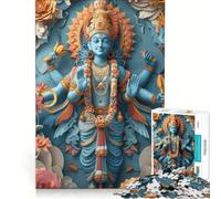 Rompecabezas de 1000 Piezas para Adolescentes Dios hindú Vishnu Juegos Familiares antiestrés Regalos para Amigos y Familiares 38x26cm