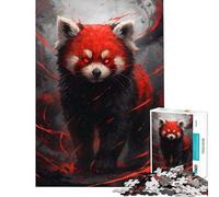 Rompecabezas de 1000 Piezas para Adolescentes Dios Panda Rojo con Ojos Rojos Brillantes Juegos relajantes Juguetes adictivos para Cultivar la Paciencia Obra de Arte Regalo Decoración de Pared