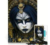 Rompecabezas de 1000 Piezas para Adolescentes Diosa Azteca con Tocado Dorado,Arte de Bordes precisos,Juguete de Entrenamiento Cerebral,Juego para Pasar un rato Agradable,decoración navideña (38x26cm)