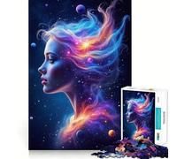Rompecabezas de 1000 Piezas para Adolescentes Diosa Celestial con Cabello Cósmico Manualidad de Corte preciso Ejercicio Mental Diversión Tiempo de Juego Relajante Actividad de cumpleaños (38x52cm)