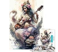 Rompecabezas de 1000 Piezas para Adolescentes Diosa Saraswati Hinduismo Un Reto para completar Mejora la Memoria Juguetes DIY para Mayores de 14 años (38x52cm)