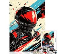 Rompecabezas de 1000 Piezas para Adolescentes diseño Abstracto de Astronauta Espacial Juego de ingenio Carrera de Velocidad Manual Juguetes antiestrés cumpleaños (38x26cm)