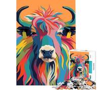Rompecabezas de 1000 Piezas para Adolescentes diseño Abstracto de Yak Divertido y Plano Juguetes adictivos para Cultivar la Paciencia Regalos de cumpleaños para Disfrutar en Familia tamaño 38x26cm