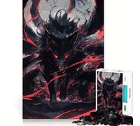 Rompecabezas de 1000 Piezas para Adolescentes,diseño Black Kitsune Power Exact Edge Art,Juego de lógica y Habilidad,diversión Tranquila,Regalo artístico de Navidad 38x26cm