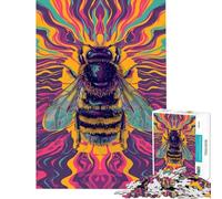 Rompecabezas de 1000 Piezas para Adolescentes diseño de Abeja psicodélica Rompecabezas para Adultos Juego Familiar Divertido y humorístico para Disfrutar en casa (tamaño 38x52cm)