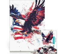 Rompecabezas de 1000 Piezas para Adolescentes, diseño de águila Americana en Acuarela, Juego Relajante, desafiante para completar, Que fomenta el Amor Entre Parejas 50x75cm