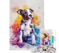 Rompecabezas de 1000 Piezas para Adolescentes diseño de American Staffordshire Ideal para divertirse en casa Juegos relajantes de ensamblaje de Patrones para Mayores de 14 años 38x26cm