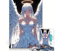 Rompecabezas de 1000 Piezas para Adolescentes,diseño de ángel Blanco Brillante y Sexy,Arte Limpio y preciso,Rompecabezas de lógica,Juego de Ocio,Regalo de cumpleaños (38x52cm)