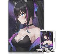 Rompecabezas de 1000 Piezas para Adolescentes, diseño de Anime Catgirl con Cabello Negro, DirtyGamerin, diversión Familiar y Noche de Juegos, desafío difícil, Gran Regalo, tamaño 38x26cm
