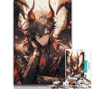 Rompecabezas de 1000 Piezas para Adolescentes, diseño de Anime Devil Boy, un desafío difícil para aliviar el estrés con póster a Juego y Hoja de Trivia de 38x26cm
