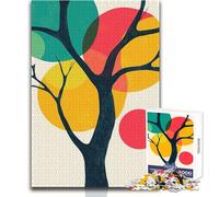Rompecabezas de 1000 Piezas para Adolescentes, diseño de árbol Abstracto con círculos, Ideal para familias, para una Noche de Juegos y diversión, tamaño 38x26cm