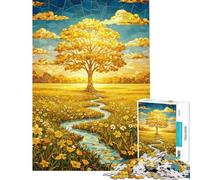 Rompecabezas de 1000 Piezas para Adolescentes diseño de árbol Dorado en Mosaico Ideal para Adultos y familias Regalar a Toda la Familia (tamaño 38x52cm)