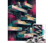 Rompecabezas de 1000 Piezas para Adolescentes diseño de Arquitectura Flotante Juguetes de Bricolaje para Adultos una Obra de Arte cumpleaños y Navidad (tamaño 50x75cm)