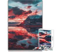Rompecabezas de 1000 Piezas para Adolescentes, diseño de Atardecer en el fiordo Sereno Juego de razonamiento Educativo Regalo Ideal para Cualquier ocasión Tamaño 38x52cm