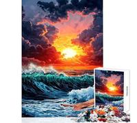 Rompecabezas de 1000 Piezas para Adolescentes diseño de Atardecer en el océano Ideal como decoración de Pared cumpleaños con Piezas de Formas Que se entrelazan por Completo