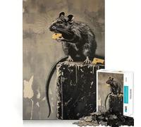 Rompecabezas de 1000 Piezas para Adolescentes,diseño de Banksy,Graffiti,Rata,Queso,Arte de Corte Suave,Juego Mental,Regalo,Tiempo de Juego Relajante,Navidad,Arte de Ocio (38x52cm)