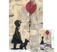 Rompecabezas de 1000 Piezas para Adolescentes diseño de Banksy niña Zorro Globo Juguetes antiestrés Regalo de Amigo Secreto Juego de ingenio Lista de Deseos con Papá Noel tamaño 38x52cm