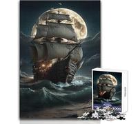 Rompecabezas de 1000 Piezas para Adolescentes, diseño de Barco Pirata, un pasatiempo Tranquilo y satisfactorio, Juguete de Corte de precisión Entrelazado, tamaño 38x26cm