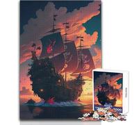 Rompecabezas de 1000 Piezas para Adolescentes, diseño de Barco Pirata, un pasatiempo Tranquilo y satisfactorio, Juguete de Corte de precisión Entrelazado, tamaño 38x52cm