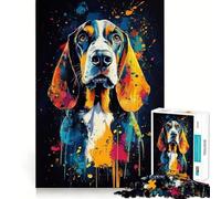 Rompecabezas de 1000 Piezas para Adolescentes,diseño de Basset Hound en Acuarela,Arte de Corte Suave,Juego Mental,Regalo para Relajarse,Tiempo de Juego,Navidad,Arte de Ocio (38x52cm)