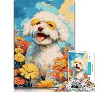 Rompecabezas de 1000 Piezas para Adolescentes, diseño de bichón frisé, Juguetes educativos, antiestrés, decoración única para el hogar y Regalos, 38x26cm