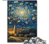 Rompecabezas de 1000 Piezas para Adolescentes, diseño de Billetes de dólar y Cielo Nocturno Juego Familiar para aliviar el estrés, desafío difícil y fomentar el Amor en Pareja tamaño 50x75cm