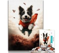 Rompecabezas de 1000 Piezas para Adolescentes, diseño de Border Collie Corriendo, Juegos Familiares desafiantes, Juguetes DIY para Decorar la Pared del hogar (tamaño 75x50cm)