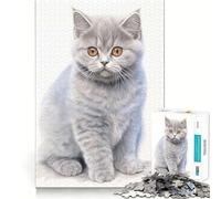 Rompecabezas de 1000 Piezas para Adolescentes,diseño de British Shorthair,boceto,Arte Limpio,Rompecabezas de lógica,Juego de Ocio,Regalo de cumpleaños (38x52cm)